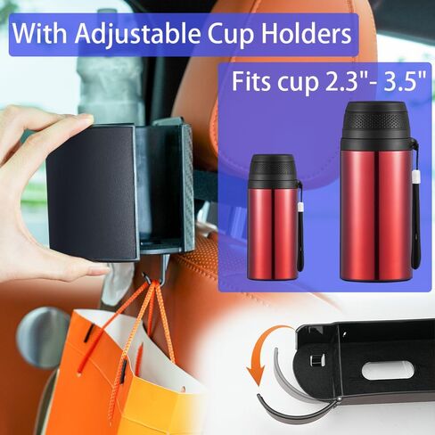 3-in-1 Car Headrest Backseat Organizer Car Seat Back Organizer with Adjustable Cup Holders Fits Less Than 4.2" Large Bottles Drinks (Beige) in Saudi Arabia