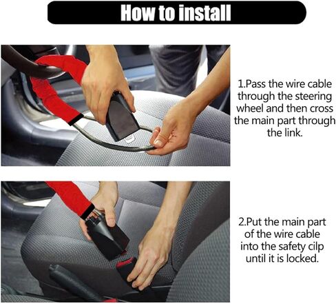Steering Wheel Lock - Universal Anti-Theft Device for Car Security - Includes 3 Keys - Fits Most Vehicles Truck SUV Van (red) in Saudi Arabia