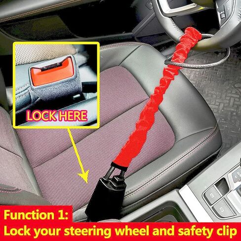 Steering Wheel Lock - Universal Anti-Theft Device for Car Security - Includes 3 Keys - Fits Most Vehicles Truck SUV Van (red) in Saudi Arabia