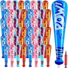 WILLBOND 48 Pcs 20 Inch Inflatable Baseball Bat Bulk Baseball Party Favors Decorations, Inflatable Toys Blow up Bat with 1 Pump for Sports Theme Supplies Carnival Prizes, 4 Colors