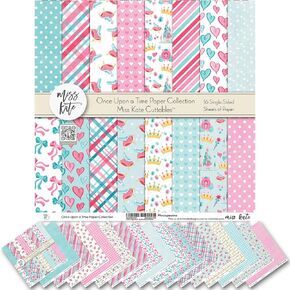 Pattern Paper Pack - Once Upon a Time - for Cinderella Castle Princess Disneyland Walt Disney World Cruise Fairytale - Scrapbook Paper Single-Sided 12"x12" Includes 16 Sheets - by Miss Kate Cuttables