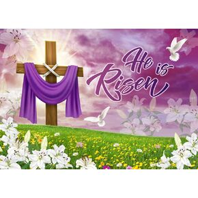 LTLYH 7x5ft Easter Jesus Backdrop Easter Jesus He is Risen Background Banner Easter Resurrection Background for Easter Day Celebration Party Decor Banner Easter Background Photo Props for Home 259