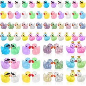 GGSTDDUP 120 PCS Mini Resin Duck Pattern,Colorful Mini Duck,Mini Garden,Mini Cute Duck Decoration Pattern, Home Garden, Doll House Landscape Decoration DIY (4 Options)
