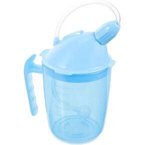 DOITOOL Adult Sippy Cup with Straw, Spill Proof Drinking Cup for Elderly Care, 400ML, Blue