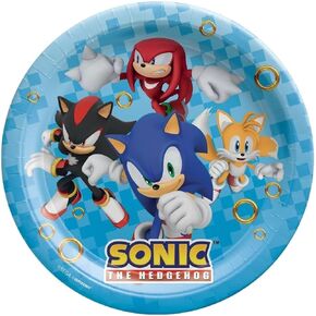 amscan Sonic The Hedgehog Round Paper Plates - 9" | Blue, Medium, Pack of 8