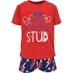 Unique Baby Boys Star Spangled Stud Patriotic 4th of July Shorts Set