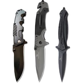 DOOM BLADE 3Piece Pocket Folding Knives Set,440C Stainless Steel Blade,Liner Lock,Tactical Camping Folding Knives Belt Clip,Lightweight,Womens Dad Father Gift,For Outdoor, Hunting, Fishing ,Camping (Type-1)