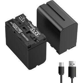 FEELWORLD 2 Pack NP-F970 6600mAh Battery Replacement of NP-F970 F960 F950 F770 F750 F570 F550, USB-C Fast Charging Rechargeable for LED Light, Camera Monitor, Wireless Transmission