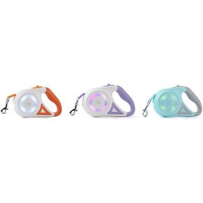 Okapi Stylish Retractable Light-up Leash with Spotlight LED for Night Walking | Anti-Tangle High-Precision Rope Core, and Anti-Slip Handle for Small, Medium, and Large Dogs/Cats (Purple, Medium)