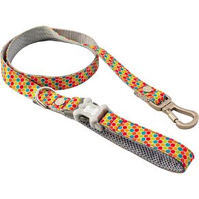 HUGO & HUDSON Nylon Dog Leash 4ft Pet Leash Soft Padded Handle, Multi-Color Striped, 47" x 0.6"