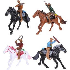 NUOBESTY Farm World Western Riding Cowboy Horse Toys Kids House Games for Kids Ages 3-8, 4pcs (Random Color)