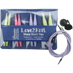 Love2Knit Sharp Short Tip Interchangeable Knitting Needles (US10.5-15, Pastel)