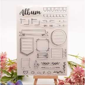 NZJ Album Banner Line Heart Love Frame Message Board Clear Stamps for Card Making Decoration and DIY Scrapbooking