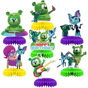 Gummy Bear & Friends Party Decoration, 7 Pcs Gummy Bear & Friends Party Supplies Honeycomb Centerpieces, 3D Double-Sided Table Topper Photo Booth Props in Saudi Arabia