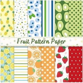 60 Sheets Fruit Pattern Paper Strawberry Lemon Pineapple Scrapbook Paper Double-Sided Collection Summer Decorative Craft Paper For DIY Card Making Junk Journal Decor, 5.5 x 8.3 Inch