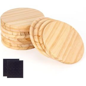 12PACK Unfinished Wood Coasters, 4 inch Round Blank Wooden Craft Coasters Wood Slices for DIY Architectural Models Drawing Painting Wood Engraving(with Non-Slip Dot Stickers)
