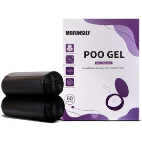 60 عبوة من مسحوق المرحاض المحمول مع 40 كيسًا من أكياس المرحاض المحمولة، أكياس نفايات المرحاض السميكة القابلة للتحلل البيولوجي بسعة 8 جالون وقابلة للتحلل، جل براز ماص لمستلزمات التخييم الترفيهية في الهواء الطلق in Kuwait