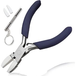 5-Inch Double Nylon Jaw Pliers with 3 Pairs of Replacement Tips and a Screwdriver, Flat Nylon Jaw Pliers for Jewelry Making, Spring Loaded Soft Jaw Pliers Wire Straightener Wire Wrapping Tool
