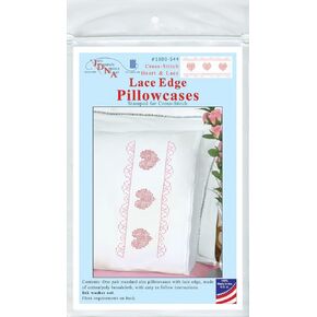 Jack Dempsey Stamped Pillowcases W/White Lace Edge 2/Pkg-Cross-Stitch Hearts & Lace -1800 544 in Saudi Arabia