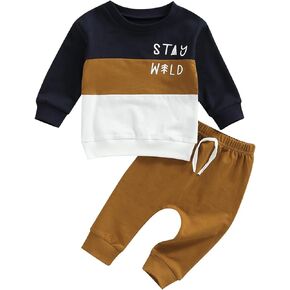 Rtnnsbbfcm Baby Boy Spring Fall Clothes Long Sleeve Striped Front Pocket Shirt Top Sweatpants 2Pcs Casual Outfit