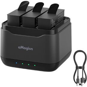 Fast Battery Charger Hub for Insta360 Ace Pro, 3 Battery Simultaneous Charging Dock Up to 80% in 42 Minutes with 3 Micro SD Card Slots, Type-C Cable (Battery Not Included)