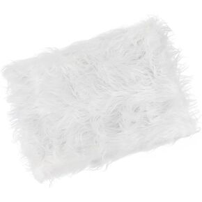Baby Photography Props 24x20 inches Wrap Soft Fur Quilt Photo Mat Baby Posing Blanket for Newborn Baby (White)