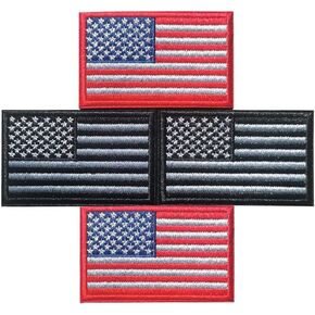 Acaed 4 PCS American United States Flag Patch, Full Embroidery Badge Hook & Loop Tactical 2"x3.15" USA Flag Military Patches, Professional Embroidered for Caps Bags Vests Uniforms, US Flag Patch