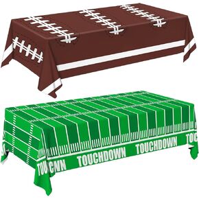 Xindtek 2 Pack Football Party Decorations Tablecloth, Plastic Football Table Cover for Football Decorations for Party Tailgate Decorations 54 X 108Inch