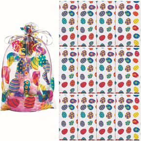 Easter Basket Bags (12 Pack) 17 3/4". Cellophane.
