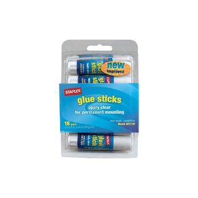 Staples 487135 Washable Glue Sticks Clear .26 Oz. 18/Pack (10449)