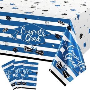 Tegeme 3 Pieces Graduation Tablecloths Plastic Congrats Grad Party Table Covers Class of 2024 Graduation Party Decorations and Supplies for College High School, 54 x 108 Inches(Burgundy)