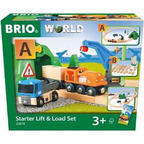 Brio Starter Lift&Load Set Wooden Toy Train, Multi