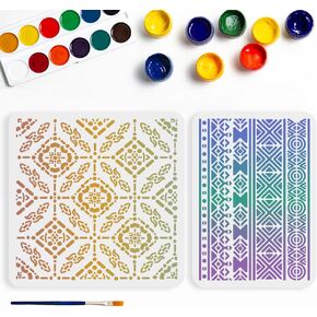MAYJOYDIY 12 Zodiac Signs Stencil 11.8×11.8inch 12 Constellations Craft Stencil with Paint Brush Mysterious Astrology Horoscope Template for Wood Wall Canvas Card Home Decor
