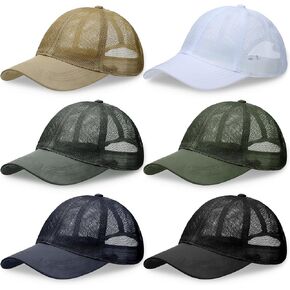 Jadive 6 Pcs Mesh Baseball Cap Summer Breathable Trucker Mesh Hat for Men Women Adjustable Sports Running Hat Quick Dry Cooling Lightweight Caps Unisex in Saudi Arabia