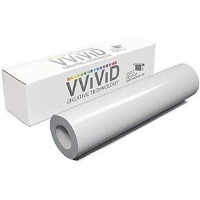 VViViD DECO65 Perforated White Permanent Adhesive Craft 12 Inches x 4 Feet Vinyl Roll for Cricut, Silhouette & Cameo Including Free 12 Inches x 12 Inches Transfer Paper Sheet