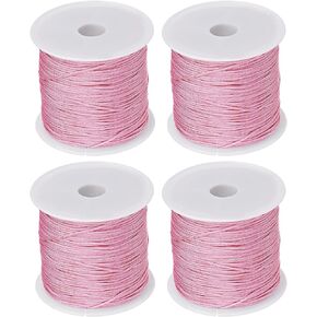 HARFINGTON 4 Rolls Nylon Beading Thread Knotting Cord 0.8mm 50 Yards Braided Nylon Crafting Satin String for Bracelet Necklace Kumihimo, Black