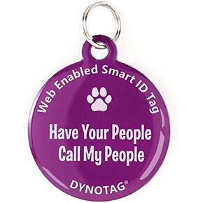 Dynotag® Web Enabled Super Pet ID Smart Tag. Deluxe Coated Steel, with DynoIQ™ & Lifetime Recovery Service. Fun Series (Green: Help Me Get Home Safely)