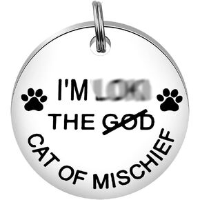 ENSIANTH Pet Collar Tags Cat of Mischief Gift Cat ID Tags Cat Owner Gift Pet ID Tags Cat Lady Gift (Cat of Mischief)