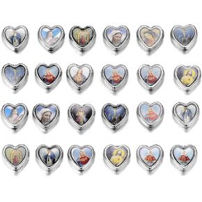 100pcs Heart Shape Our Lady Jesus Cross Saint Mary with Miraculous Medal Rosary Beads DIY Necklace Bracelets Jewelry Making