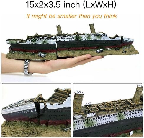 15 inch Aquarium Titanic Shipwreck Decorations Shipwreck Aquarium Decorations Sunken Ship Aquarium Decorations Titanic Decor in Kuwait