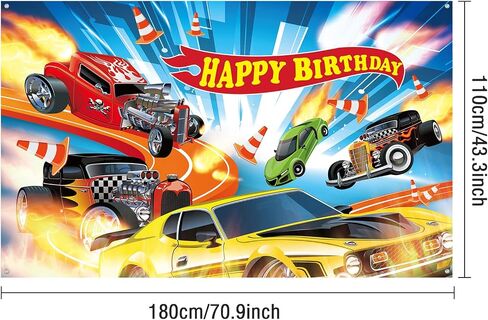 Hot Car Birthday Party Decorations Hot Race Car Birthday Party Backdrop 5.9x3.6ft Banner Background for Boys Racing Signs for Indoor Outdoor Decorations Supplies in Saudi Arabia