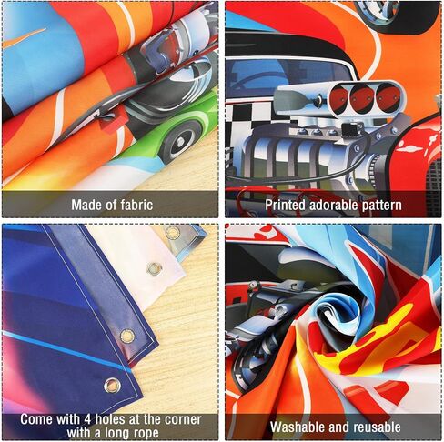 Hot Car Birthday Party Decorations Hot Race Car Birthday Party Backdrop 5.9x3.6ft Banner Background for Boys Racing Signs for Indoor Outdoor Decorations Supplies in Saudi Arabia