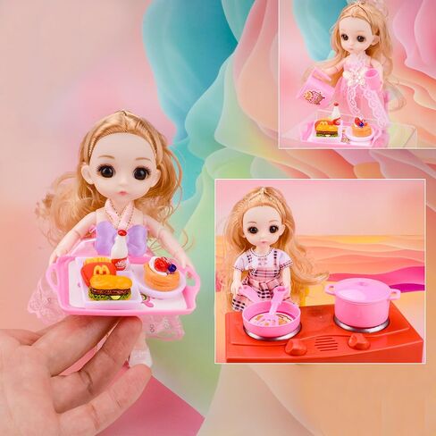 MUYIZI 120 قطعة ثلاجة صغيرة لبيت الدمى لعبة ثلاجة صغيرة مع زجاجات مشروبات طعام صغيرة ثلاجة صغيرة مع مكعبات ثلج أثاث المطبخ مجموعة طعام للأطفال ملحقات تزيين بيت الدمية المصغرة in Kuwait