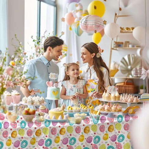 3 قطع زينة مفرش طاولة عيد الفصح السعيد، مفرش طاولة ملون على شكل أرنب بيض عيد الفصح، غطاء طاولة مستطيل الشكل لعيد الفصح، مستلزمات تزيين حفلات عيد الفصح والربيع وعيد الميلاد والربيع in Saudi Arabia