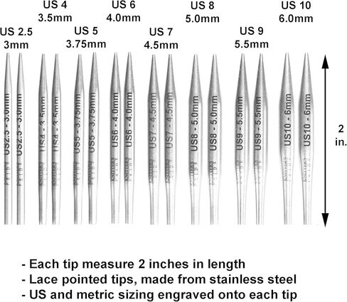 Knitter's Pride Mindful Generosity 2-Inch 8-Pair Interchangeable Lace Knitting Needle Set, Sizes US 2.5, 4, 5, 6, 7, 8, 9, 10 with 4 Cords, 4 End Caps Bundle with 1 Artsiga Crafts Project Bag 250306 in Saudi Arabia