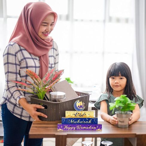كابودا رمضان ديكور الطاولة عيد مبارك القمر والنجمة ضوء الطاولة زخرفة LED رمضان سعيد الجدول المركزية زينة عيد الأضحى علامة طاولة خشبية للمنزل هدايا عيد مبارك ديكورات الحفلات in Saudi Arabia