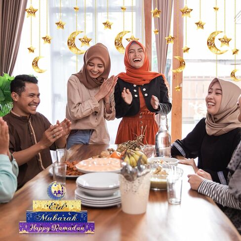 كابودا رمضان ديكور الطاولة عيد مبارك القمر والنجمة ضوء الطاولة زخرفة LED رمضان سعيد الجدول المركزية زينة عيد الأضحى علامة طاولة خشبية للمنزل هدايا عيد مبارك ديكورات الحفلات in Saudi Arabia