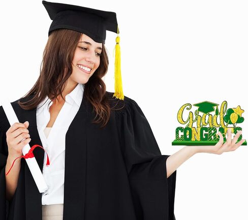 4 قطع فئة 2024 ديكورات حفلات التخرج الخشبية 2024 التخرج تهنئة التخرج قطع مركزية تهنئة التخرج لطاولات التخرج من أجل حفلات التخرج من المدرسة الثانوية (أخضر) in Saudi Arabia