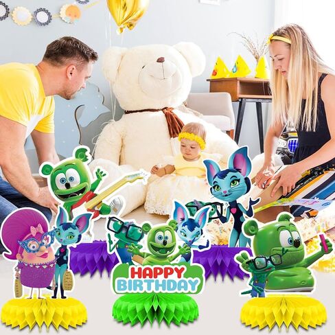 زينة الحفلات من Gummy Bear & Friends، 7 قطع من لوازم الحفلات من Gummy Bear & Friends قطع مركزية على شكل قرص العسل، دعامات ثلاثية الأبعاد للطاولة على الوجهين in Saudi Arabia