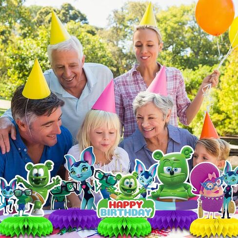 زينة الحفلات من Gummy Bear & Friends، 7 قطع من لوازم الحفلات من Gummy Bear & Friends قطع مركزية على شكل قرص العسل، دعامات ثلاثية الأبعاد للطاولة على الوجهين in Saudi Arabia
